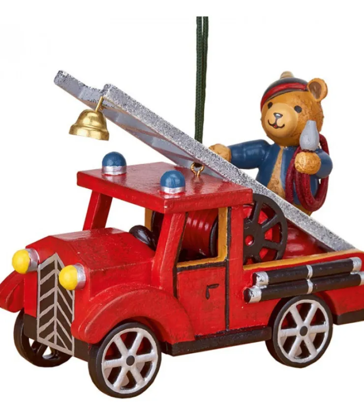 Hubrig, figurines pour enfant Déco Sapin Vintage, Ourson Sur Voiture De Pompier