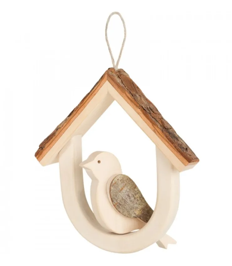 Waldfabrik, photophore en bois et étoile sapin de Noël Décoration De Fenetre : Petit Oiseau Dans Maisonnette 13 Cm