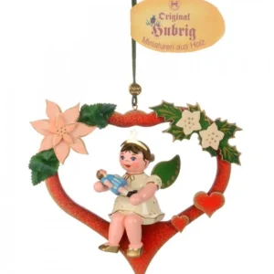 Hubrig, figurines pour enfant Décoration Sapin De Noël, Ange Dans Un Coeur Rouge