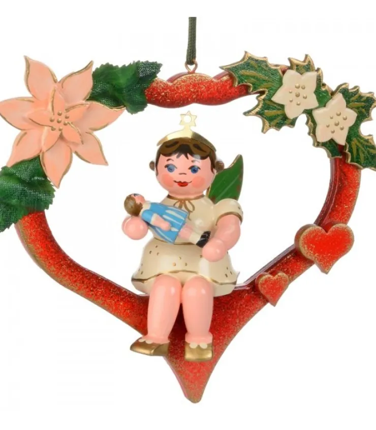 Hubrig, figurines pour enfant Décoration Sapin De Noël, Ange Dans Un Coeur Rouge