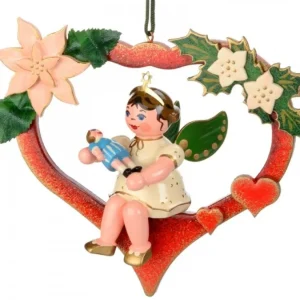 Hubrig, figurines pour enfant Décoration Sapin De Noël, Ange Dans Un Coeur Rouge