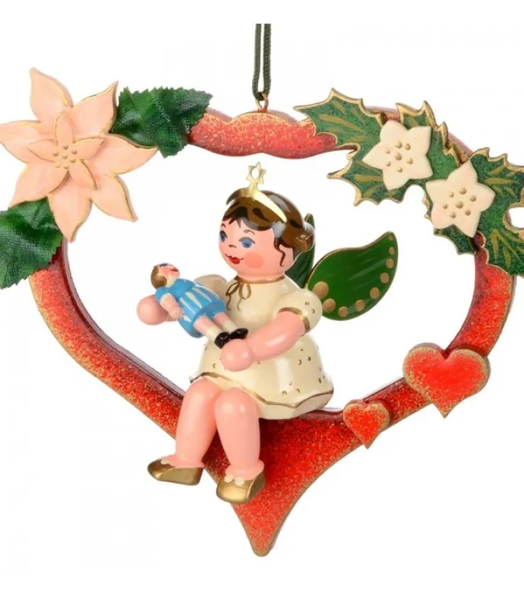 Hubrig, figurines pour enfant Décoration Sapin De Noël, Ange Dans Un Coeur Rouge