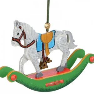 Hubrig, figurines pour enfant Décoration Sapin De Noël Vintage, Cheval A Bascule En Bois