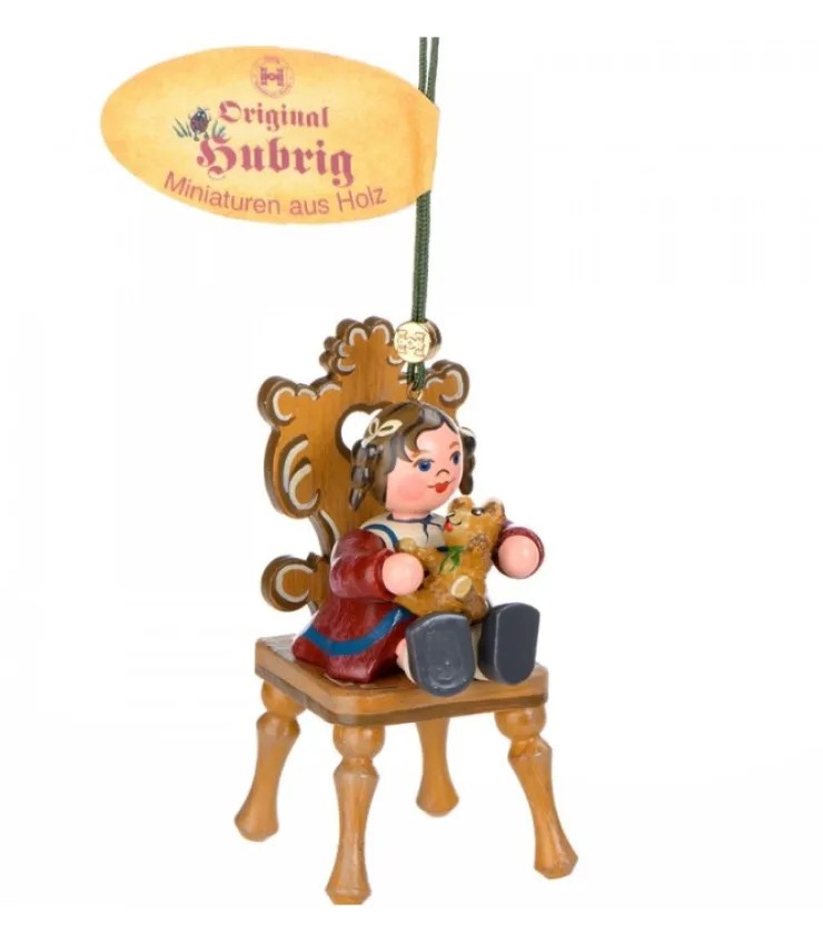 Hubrig, figurines pour enfant Décoration Sapin De Noël Vintage, Figurine Fillette Et Ourson