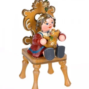 Hubrig, figurines pour enfant Décoration Sapin De Noël Vintage, Figurine Fillette Et Ourson