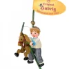 Hubrig, figurines pour enfant Décoration Sapin De Noël Vintage, Petit Garcon Sur Un Cheval En Bois