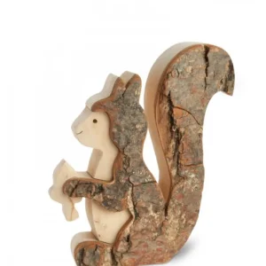Waldfabrik, photophore en bois et étoile sapin de Noël Ecureuil En Bois 10 Cm