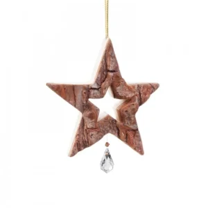 Waldfabrik, photophore en bois et étoile sapin de Noël Etoile En Bois Avec Cristal Swarovski