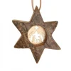 Waldfabrik, photophore en bois et étoile sapin de Noël Etoile En Bois, Motif Cisele Crèche, 7 Cm