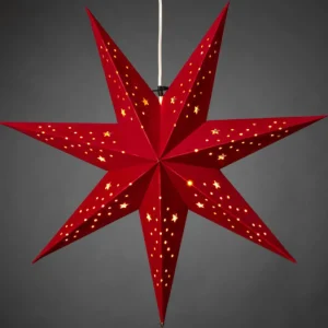 Konstsmide, guirlandes lumineuses de Noël Etoile Lumineuse 7 Branches En Papier Velours Rouge A Suspendre, 60 Cm