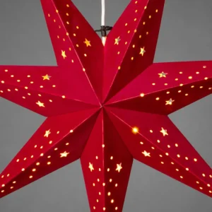 Konstsmide, guirlandes lumineuses de Noël Etoile Lumineuse 7 Branches En Papier Velours Rouge A Suspendre, 60 Cm