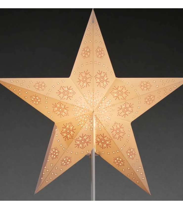 Konstsmide, guirlandes lumineuses de Noël Etoile Lumineuse Electrique 5 Branches En Papier, Blanche, Sur Pied Blanc, 46 Cm