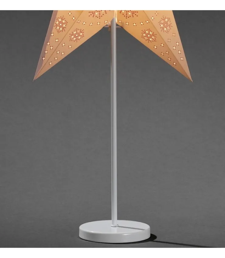 Konstsmide, guirlandes lumineuses de Noël Etoile Lumineuse Electrique 5 Branches En Papier, Blanche, Sur Pied Blanc, 46 Cm