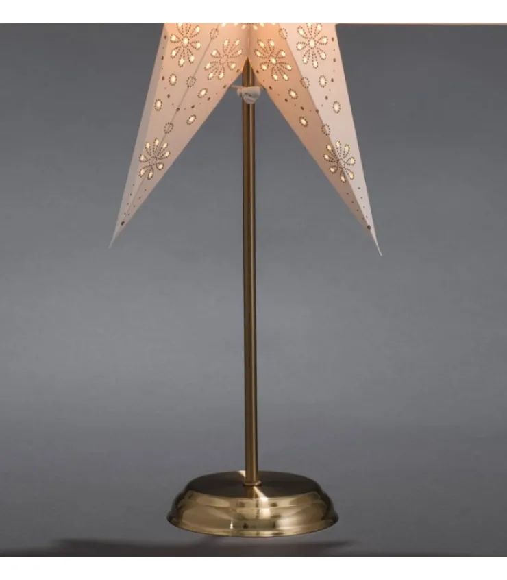 Konstsmide, guirlandes lumineuses de Noël Etoile Lumineuse Electrique 7 Branches En Papier, Blanche, Sur Pied Laiton, 48 Cm