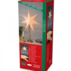 Konstsmide, guirlandes lumineuses de Noël Etoile Lumineuse Electrique 7 Branches En Papier, Blanche, Sur Pied Laiton, 48 Cm
