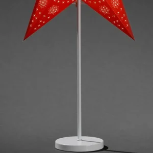 Konstsmide, guirlandes lumineuses de Noël Etoile Lumineuse Electrique 5 Branches En Papier, Rouge, Sur Pied Blanc, 46 Cm