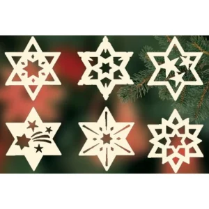 Ratags, décos de Noël lumineuses en bois Etoiles En Bois, Déco Sapin De Noël, 6 Motifs Differents - N° 8