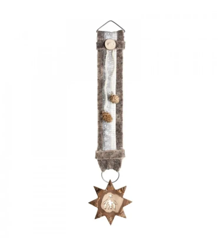 Waldfabrik, photophore en bois et étoile sapin de Noël Grand Décoration Murale Montagne 60 Cm Blanc Avec Etoile, Crèche