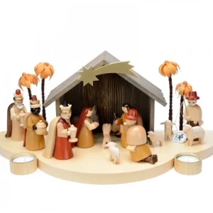 Richard Glasser, Pyramides de Noël allemandes Grande Crèche De Noël En Bois Avec Personnages