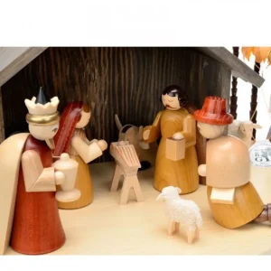 Richard Glasser, Pyramides de Noël allemandes Grande Crèche De Noël En Bois Avec Personnages