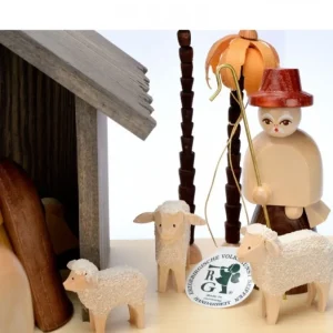 Richard Glasser, Pyramides de Noël allemandes Grande Crèche De Noël En Bois Avec Personnages