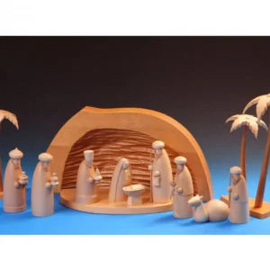 Schalling, crèche moderne Grotte Pour Crèche De Noël En Bois D'Aulne, 39 Cm