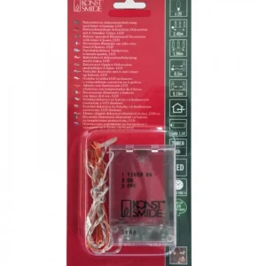 Konstsmide, guirlandes lumineuses de Noël Guirlande Led A Pile, 20 Diodes Ambrees, Fil Argente