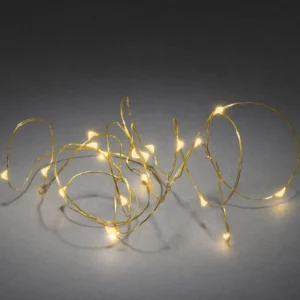 Konstsmide, guirlandes lumineuses de Noël Guirlande Led A Pile, 20 Diodes Ambrees, Fil Laiton