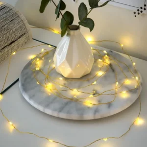 Konstsmide, guirlandes lumineuses de Noël Guirlande Led A Pile, 20 Diodes Ambrees, Fil Laiton