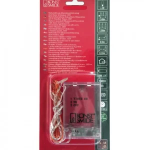 Konstsmide, guirlandes lumineuses de Noël Guirlande Led A Pile, 20 Diodes Ambrees, Fil Laiton