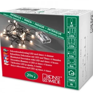 Konstsmide, guirlandes lumineuses de Noël Guirlande Led A Pile ,20 Diodes Rondes