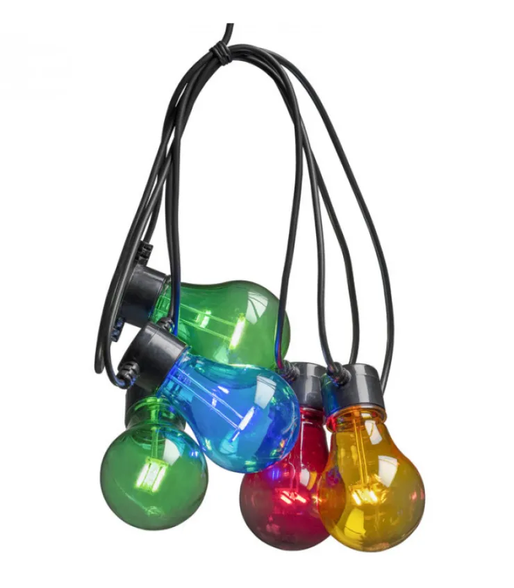 Konstsmide, guirlandes lumineuses de Noël Guirlande Lumineuse De Terrasse 10 M Extensible, 10 Ampoules Multicolores