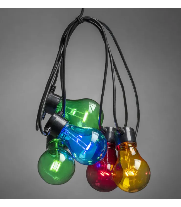 Konstsmide, guirlandes lumineuses de Noël Guirlande Lumineuse De Terrasse 10 M Extensible, 10 Ampoules Multicolores