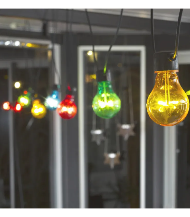 Konstsmide, guirlandes lumineuses de Noël Guirlande Lumineuse De Terrasse 10 M Extensible, 10 Ampoules Multicolores