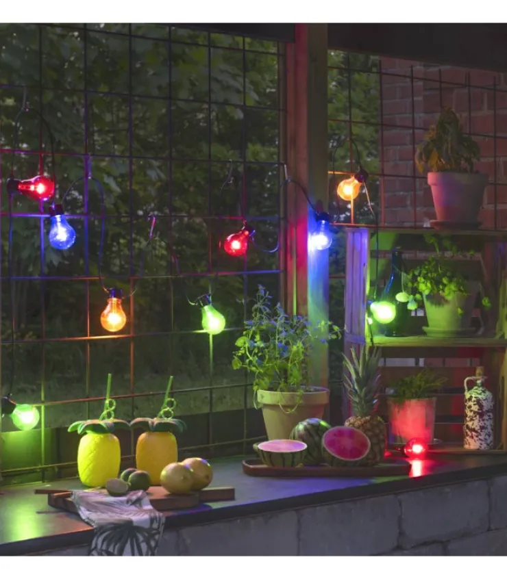 Konstsmide, guirlandes lumineuses de Noël Guirlande Lumineuse De Terrasse 10 M Extensible, 10 Ampoules Multicolores