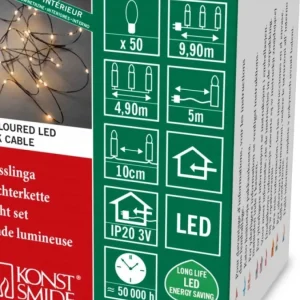 Konstsmide, guirlandes lumineuses de Noël Guirlande Lumineuse Led Effet Gouttes, 50 Diodes Ambrees, Fil Noir