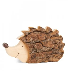 Waldfabrik, photophore en bois et étoile sapin de Noël Herisson En Bois, 11 Cm