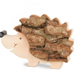 Waldfabrik, photophore en bois et étoile sapin de Noël Herisson En Bois Debout, 7,5 Cm