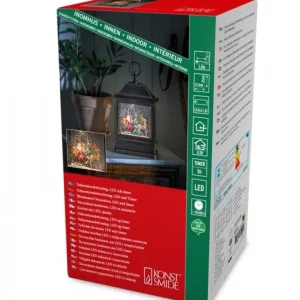 Konstsmide, guirlandes lumineuses de Noël Lanterne À Neige A Led Avec Père Noël Dans Son Traineau, 25 Cm