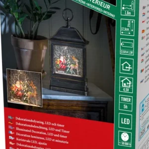 Konstsmide, guirlandes lumineuses de Noël Lanterne À Neige A Led Avec Père Noël Dans Son Traineau, 25 Cm