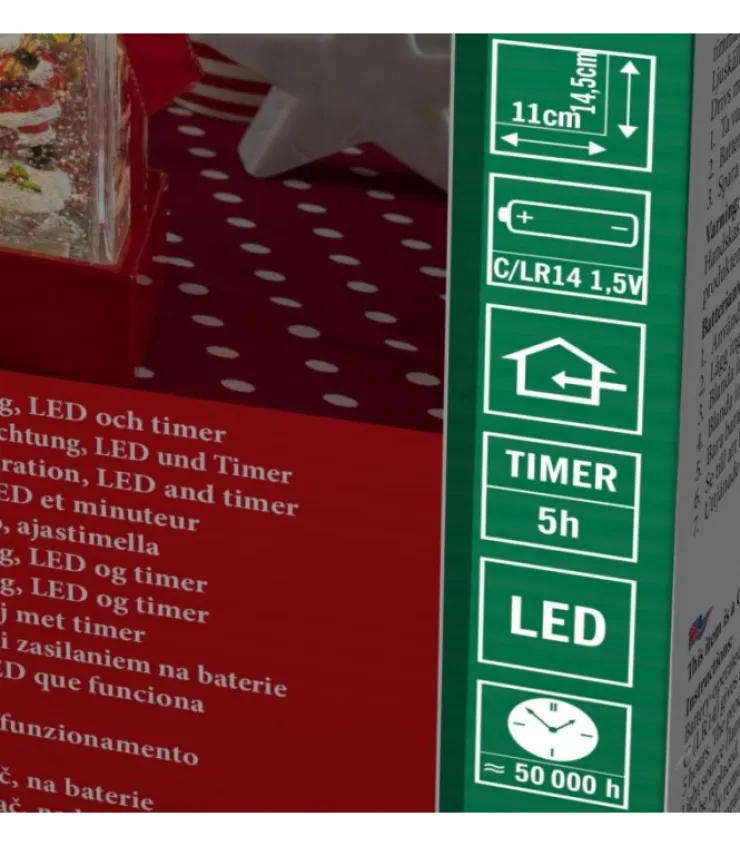 Konstsmide, guirlandes lumineuses de Noël Lanterne À Neige "Cadeau De Noël" Avec Père Noël & Bonhomme De Neige