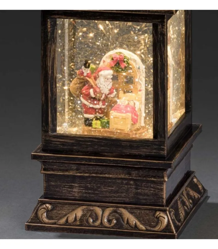 Konstsmide, guirlandes lumineuses de Noël Lanterne De Noël À Neige A Led Avec Père Noël Et Enfants, 22 Cm