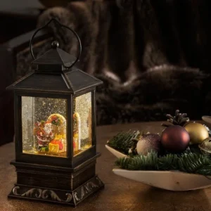 Konstsmide, guirlandes lumineuses de Noël Lanterne De Noël À Neige A Led Avec Père Noël Et Enfants, 22 Cm