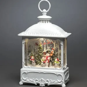 Konstsmide, guirlandes lumineuses de Noël Lanterne De Noël Blanche, 4 Bonshommes De Neige Avec Oiseaux