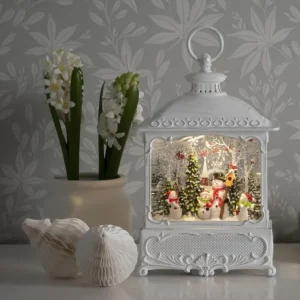 Konstsmide, guirlandes lumineuses de Noël Lanterne De Noël Blanche, 4 Bonshommes De Neige Avec Oiseaux