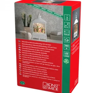 Konstsmide, guirlandes lumineuses de Noël Lanterne De Noël Blanche, 4 Bonshommes De Neige Avec Oiseaux