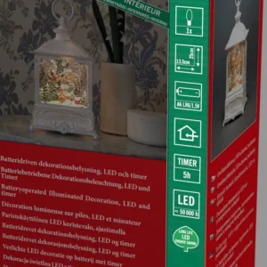 Konstsmide, guirlandes lumineuses de Noël Lanterne De Noël Blanche, Père Noël Volant Au-Dessus D'Un Village