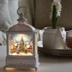 Konstsmide, guirlandes lumineuses de Noël Lanterne De Noël Blanche, Village De Noël Avec Sapin