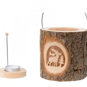 Waldfabrik, photophore en bois et étoile sapin de Noël Lanterne Photophore En Bois, Cerf En Foret