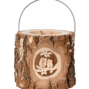 Waldfabrik, photophore en bois et étoile sapin de Noël Lanterne Photophore En Bois, Couple D'Hiboux